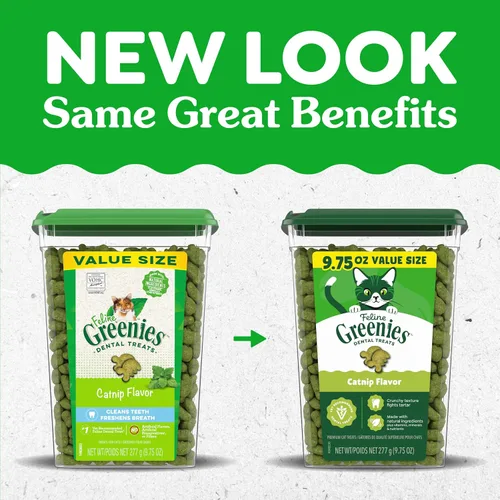 Miniatura 2 de Greenies Golosinas para gatos, golosinas dentales naturales para adultos recomendadas por veterinarios felinos, sabor hierba gatera, bañera de 9.75