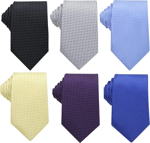 Miniatura 14 de WeiShang Lote de 6 corbatas clásicas de seda para hombre, corbatas tejidas jacquard