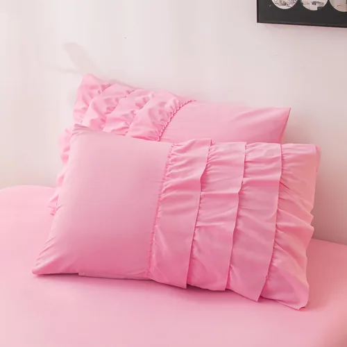 Miniatura 5 de Juego de edredón rosa individual, ropa de cama de 5 piezas en una bolsa individual para niñas adolescentes, juego de ropa de cama con volantes rosas