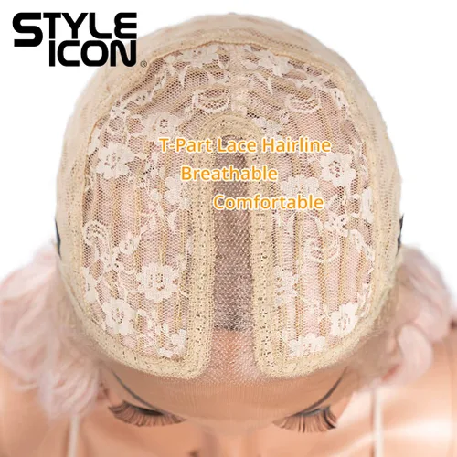 Miniatura 7 de Style Icon Pelucas de encaje frontal de 36 pulgadas, pelucas de color rosa súper largas con cabello de bebé, densidad del 130 %, peluca sintética