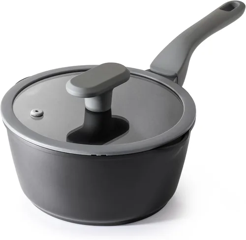 Miniatura 26 de PRICUSIS Cacerola antiadherente de cerámica con tapa, olla no tóxica de 1.3 cuartos de galón con boquillas de vertido, totalmente revestida, 100%