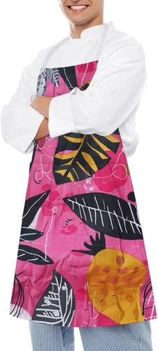 Miniatura 4 de MUSM Apron for Adults - 27.6 X 31.5 Inch, Heavy-Duty Polyester Aprons with Two Large Pockets, Waterproof Peach Line Style Kitchen Apron for Cooking