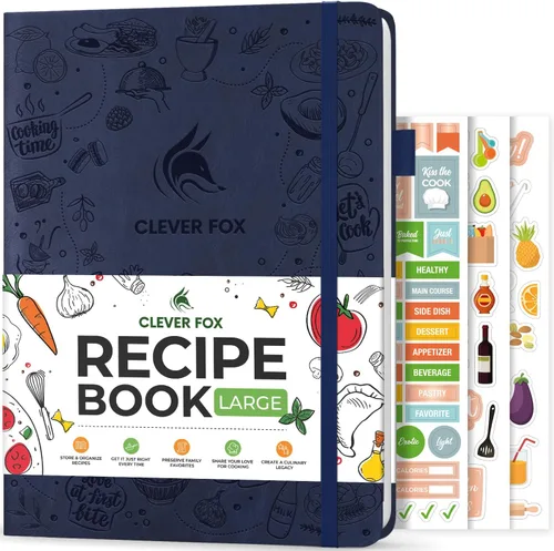 Miniatura 30 de Clever Fox Libro de recetas - Libro de cocina familiar en blanco - Diario de cocina vacío - Organizador de cuadernos para escribir recetas - Turquesa
