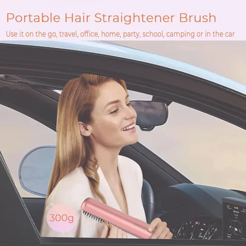 Miniatura 7 de Cepillo alisador de pelo inalámbrico 10000mAh: peine caliente eléctrico para cabello de mujeres negras - Cepillo alisador portátil de iones