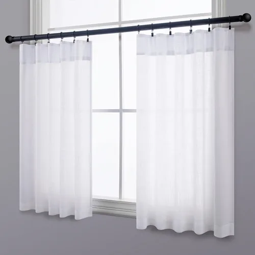 Miniatura 49 de Pitalk Cortinas de lino para café de 24 pulgadas de largo, con bolsillo trasero, plisadas, estilo bohemio, granja, cocina, cortinas para ventana