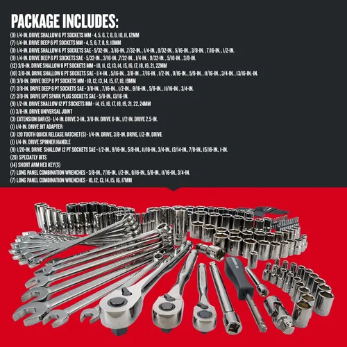 Miniatura 2 de CRAFTSMAN CMMT12035 - Juego de herramientas mecánicas, encastre de 0.25, 0.375 y 0.5 pulgadas, SAE/métrico, 150 piezas