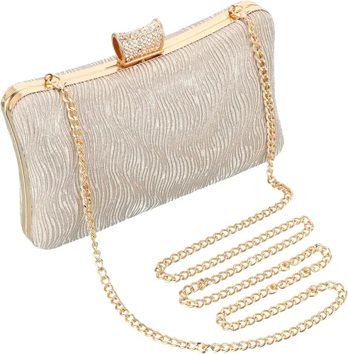 Bolsos de mano dorados para mujer de noche, bolso dorado para boda, fiesta, novia, baile de graduación, formal, dorado, bolso de hombro