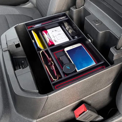 Miniatura 12 de PIMCAR Organizador de consola central para Chevy Silverado 1500/GMC Sierra 1500 2019-2022 y Silverado/Sierra 2500HD/3500HD 2020-2023 Solo asientos