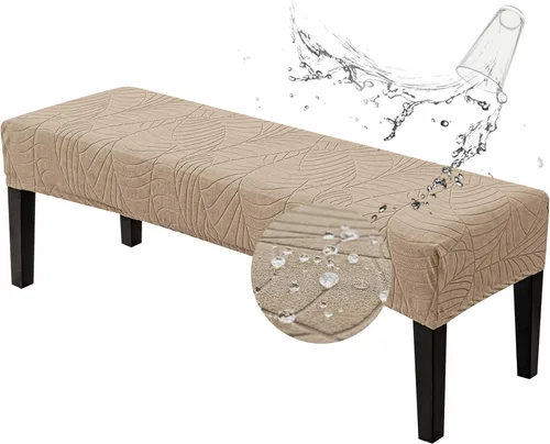 Miniatura 14 de Genina Fundas impermeables para banco de comedor, protector de asiento de banco de jacquard elástico, funda de banco rectangular para dormitorios