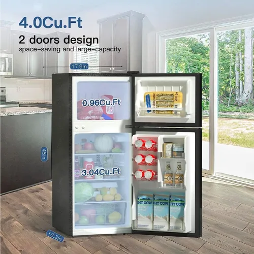 Miniatura 2 de BANGSON - Refrigerador pequeño de 4.0 pies cúbicos con congelador, mininevera con congelador superior, para departamento, dormitorio, residencia