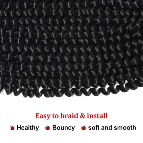 Miniatura 4 de Extensiones de cabello sintético rizado en espiral con volumen para trenza de croché