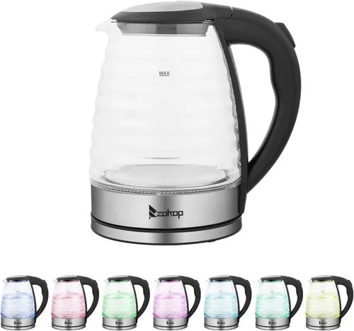 Miniatura 8 de Ochine Hervidor eléctrico de acero inoxidable, hervidor de café, calentador de agua caliente inalámbrico, 1500 W, hervir rápido con luz LED, apagado
