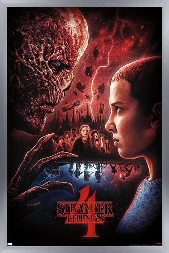 Trends International Netflix Stranger Things: Season 4 - Póster de pared de una hoja, 34 pulgadas de largo x 22.4 pulgadas, versión enmarcada en