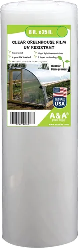 A&A Green Store - Película para Invernadero de plástico, cubierta de polietileno transparente 6 mil de grosor, 4 años de resistencia a los rayos UV
