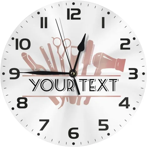 Miniatura 12 de Reloj de pared personalizado para peluquería, reloj de pared personalizado con texto sin tictac, silencioso, silla de peluquería personalizada de 10