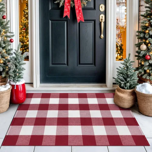 Miniatura 10 de IOHOUZE Alfombra Rayada Gris y Blanca - 27.5" X 43" Tapetes para Puerta Delantera al Aire Libre, Alfombra Lavable para Decoración de Porche