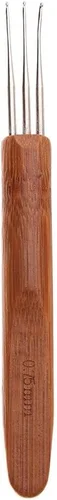 Miniatura 13 de 0.020 in 0.030 in 1/2/3 cabeza dreadlock ganchillo gancho mango de bambú trenza pelo rastas aguja tejer ganchillo pelo dreadlock trenza accesorios