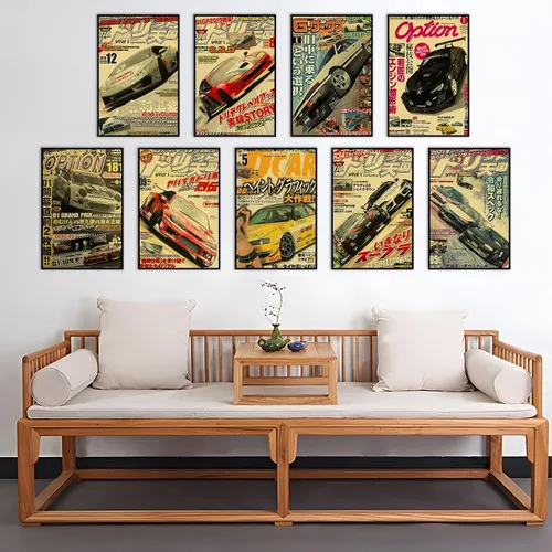 Miniatura 4 de JDM - Póster de pared para automóvil, diseño vintage japonés, retrofit de coches de carreras, imágenes para hombres, habitación de niños, Arte