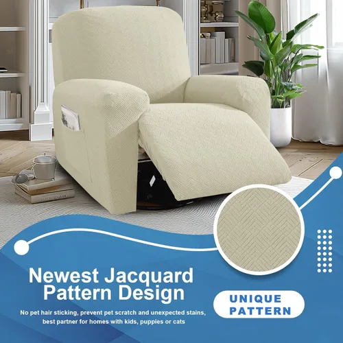 Miniatura 2 de JIVINER Fundas reclinables de gran tamaño de 3 piezas para sillón reclinable grande con bolsillos, tela jacquard elástica Lazy Boy funda para sofá