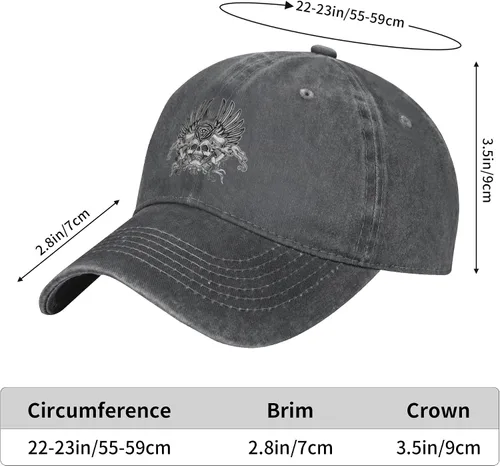 Miniatura 8 de Cowboy Hat Trendy Hats for Man and Women Djustable Four Season Outdoor Baseball Cap of Hell Skull with Angel Deep Heather