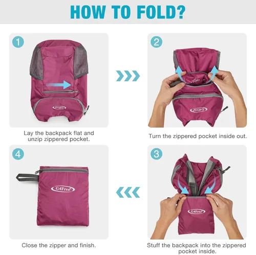Miniatura 3 de G4Free, mochila pequeña y plegable, liviana y casual, para ir de camping o para exteriores, para adultos y niños (11 L)