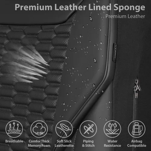 Miniatura 6 de CAR PASS Juego completo de fundas para asientos de automóvil de espuma 3D y cuero PU, lujosas fundas para asientos de cuero sintético transpirables