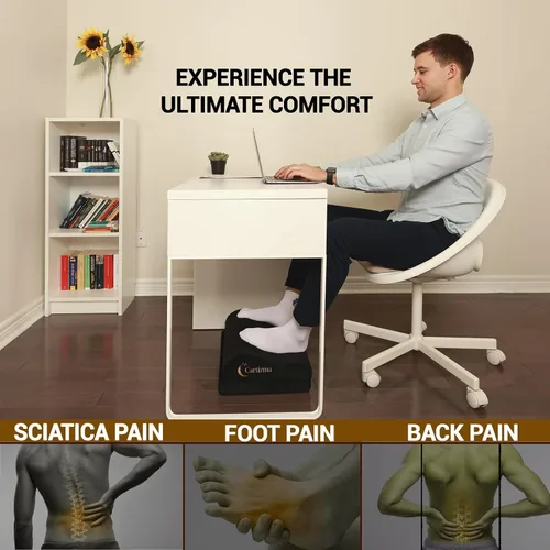 Miniatura 2 de Reposapiés para debajo del escritorio en el trabajo, reposapiés ergonómico para aliviar el dolor con fundas lavables, reposapiés antideslizante Negro
