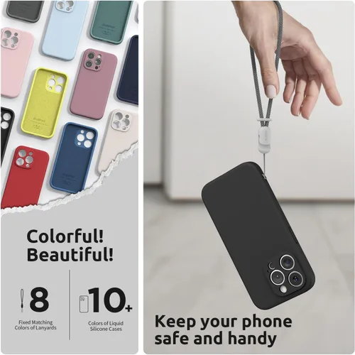 Miniatura 8 de SURPHY Funda diseñada para iPhone 15 Pro Max con protector de pantalla y cordón, correa de teléfono y funda de silicona líquida para teléfono