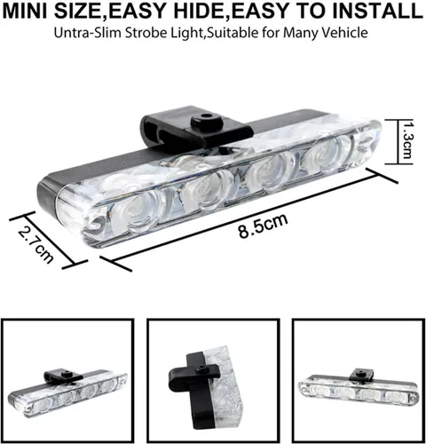 Miniatura 3 de 16 luces LED de policía estroboscópicas para automóvil, luces reflectivas para tablero de vehículo de emergencia de 12 V