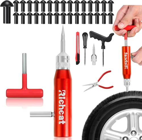Miniatura 10 de Kit de reparación de neumáticos sin cámara Richcat con tapón de seta, repara pinchazos y neumáticos planos para motocicletas, coches, camiones