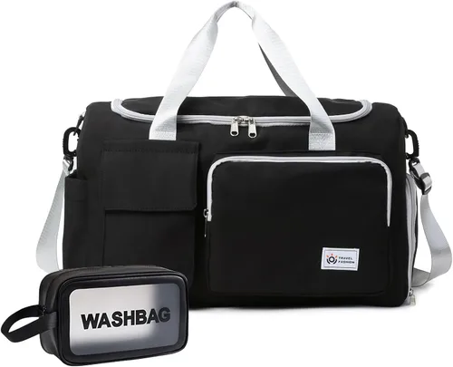 Miniatura 22 de Bolsa de Gimnasio Pequeña para Mujer, Bolsa de Lona de Viaje, Bolsa de Fin de Semana con Compartimento para Zapatos