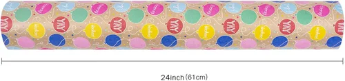 Miniatura 5 de RUSPEPA Rollo de papel de regalo Kraft - Patrón de globo - 24 pulgadas x 100 pies