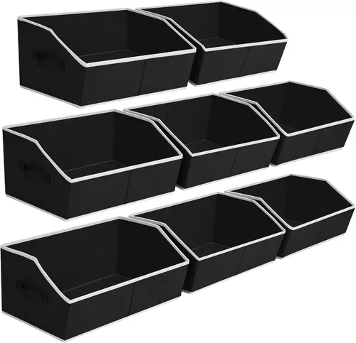 Miniatura 10 de Homsorout Organizador trapezoidal para armario, cestas grandes para organizar, caja de almacenamiento de tela para estantes, cubos de almacenamiento