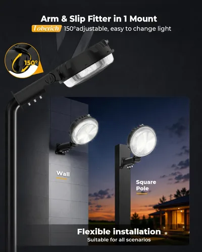 Miniatura 5 de toberich Paquete de 2 luces LED de granero, 150 W, 20000 lúmenes, luces de área de patio del atardecer al amanecer, iluminación al aire libre