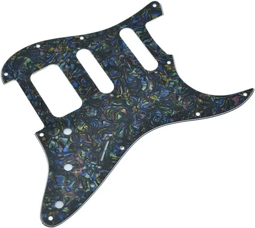 Miniatura 3 de Dopro Golpeador de guitarra Strat HSS de 11 agujeros con 2 tornillos, soporte de pastilla Humbucking para American FD Stratocaster Abalone Pearl