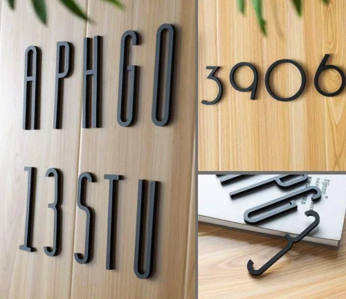 Miniatura 2 de Números de puerta para casa/apartamento, buzón de 4 pulgadas, letras autoadhesivas negras (0, estilo A)