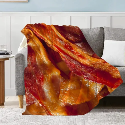 Miniatura 2 de Manta de franela con textura de comida divertida, suave y cómoda, novedosa manta de tocino, regalos novedosos para todos, para cama, sofá o viajes