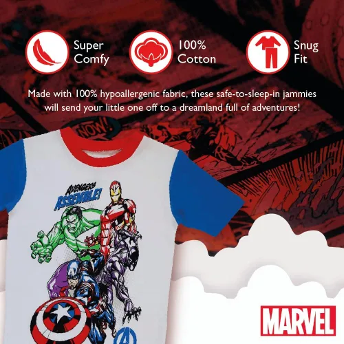 Miniatura 3 de Marvel Conjunto de pijama de algodón ajustado de 2 piezas, suave y lindo para niños