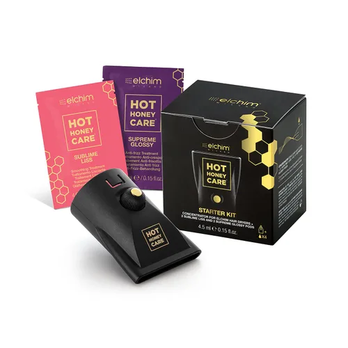Elchim Hot Honey Care - Kit concentrador para secadores de pelo Elchim 2 Sublime Liss y 2 cápsulas brillantes supremas, 4 onzas líquidas