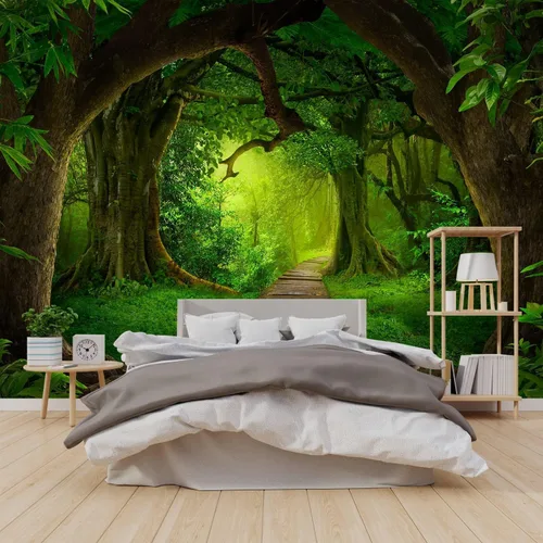 Miniatura 10 de FENDROM Tapiz de hojas de loto de naturaleza, tapiz de plantas, paisaje natural verde, para colgar en la pared, arte de pared 3D para dormitorio