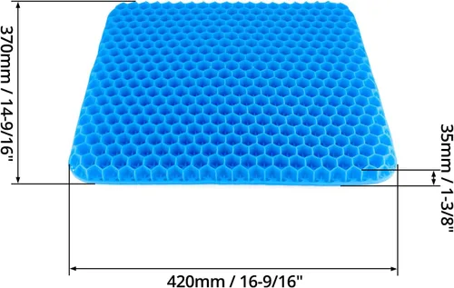 Miniatura 8 de QWORK Cojín de asiento de gel, fresco y transpirable y antideslizante para automóvil, oficina, hogar, silla de ruedas (azul, 15.7 x 13.8 x 1.3 in)