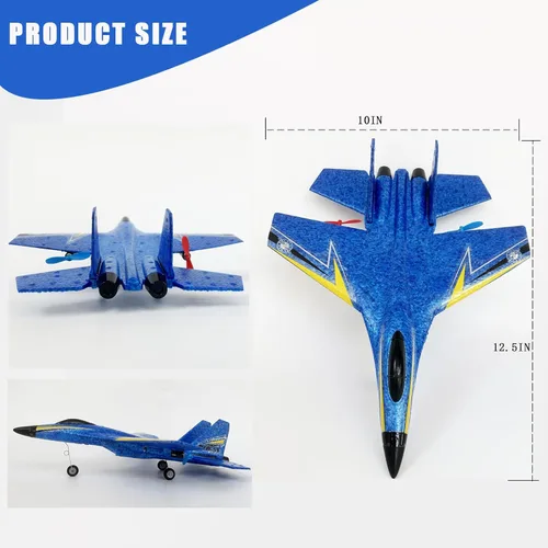 Miniatura 8 de Avión de Control Remoto para Niños, Aviones de Poliestireno RC de 2 Canales Jet Juguete Inalámbrico, Avión de Ala Delta RC para Principiantes, Azul