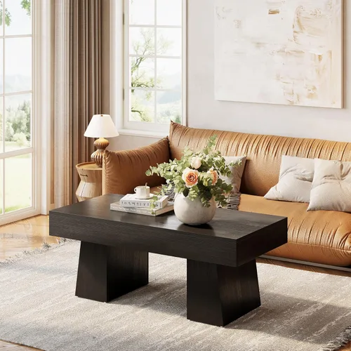 Miniatura 5 de LITTLE TREE - Mesa de café de granja, mesas de centro rectangulares de madera de 47 pulgadas con base gruesa, muebles modernos de cóctel y té