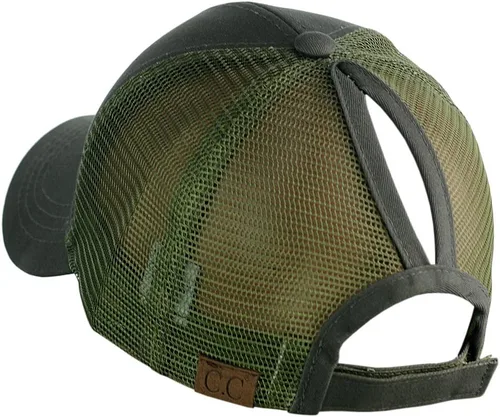 Miniatura 2 de C.C - Gorra para cola de caballo o peinado de moño desarreglado, ajustable, de malla, tipo camionero, gorra de béisbol