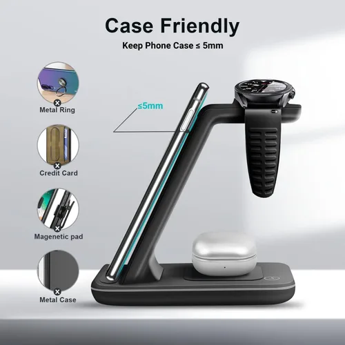 Miniatura 5 de Cargador inalámbrico para Samsung, estación de carga rápida 3 en 1 para Samsung Galaxy S23/S22/S21/S20/S10/Note 20/10, soporte de carga inalámbrico