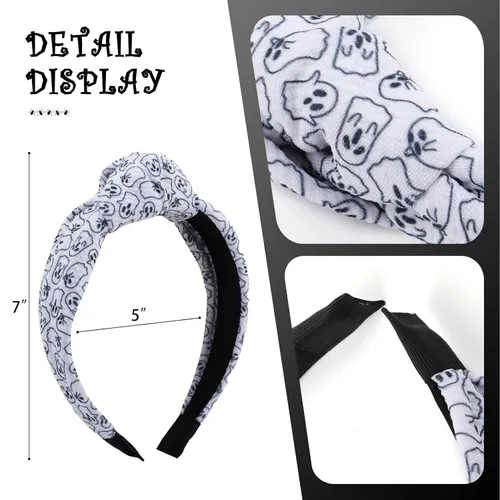 Miniatura 4 de YanJie Diademas anudadas de Halloween para mujeres y niñas, accesorios para el cabello espeluznantes de fantasma, calabaza, accesorios