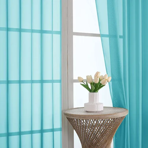 Miniatura 71 de OVZME Cortinas traslúcidas, ligeras, suaves, para estudio, sala de estar y dormitorio, juego de 2 paneles, 42 pulgadas de ancho x 84 pulgadas