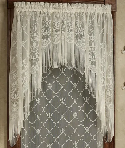 Miniatura 9 de Touch of Class Panel de cortina victoriana de encaje Fleur de Lis para ventana de poliéster - Oro antiguo - Panel de estilo europeo para ventanas