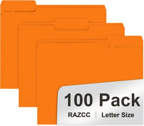 Miniatura 9 de RAZCC - Carpeta de archivos, paquete de 100 carpetas de archivos con pestaña de corte de 1/3, tamaño carta, amarillas, carpetas con pestañas, ideal