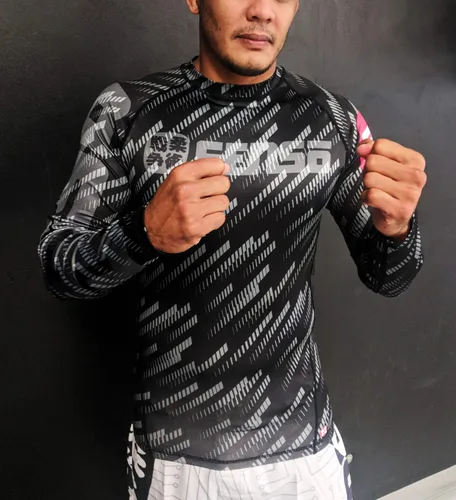 Miniatura 5 de Senso Jiu Jitsu Kurai Rash Guard - 100% licra de seda helada, ligera, cómoda, absorbe la humedad